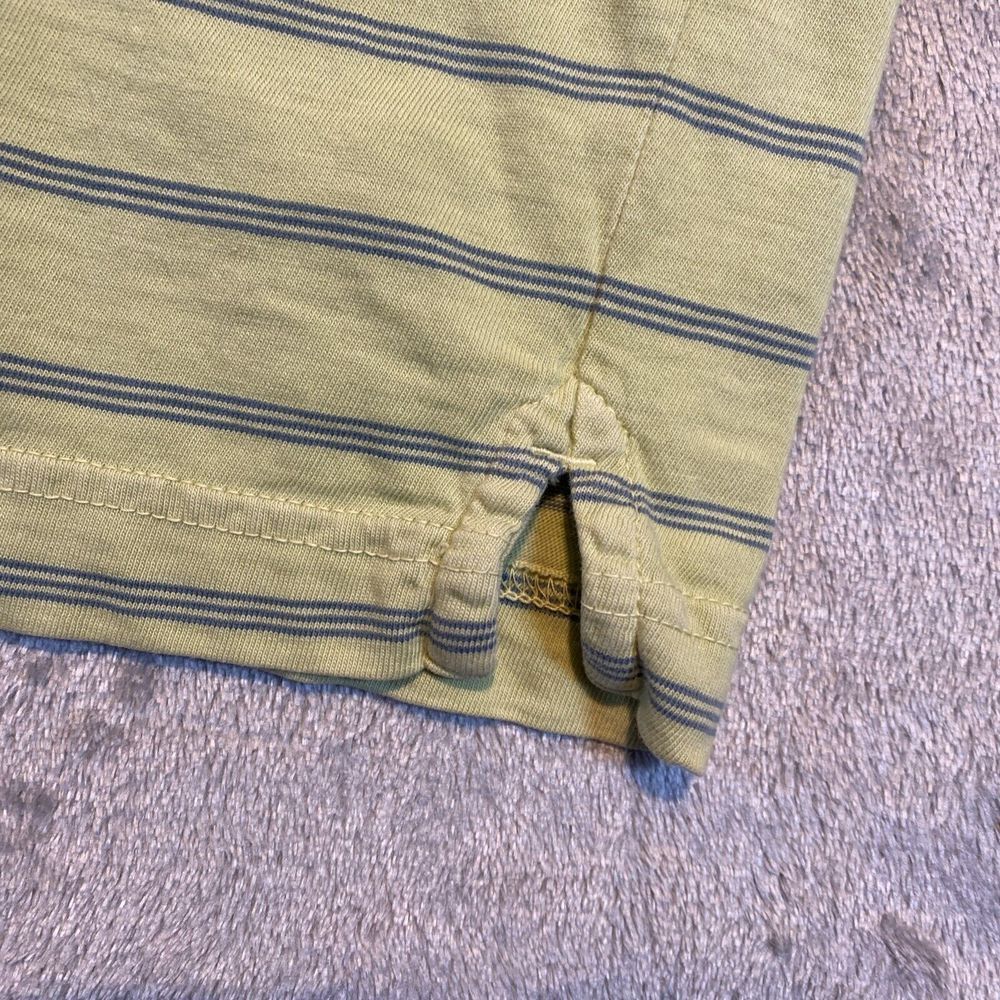 Eddie Bauer Men's Sz L Rugby Shirt Lime Color Short Sleeve Blue Stripes Preppy - Picture 11 of 11